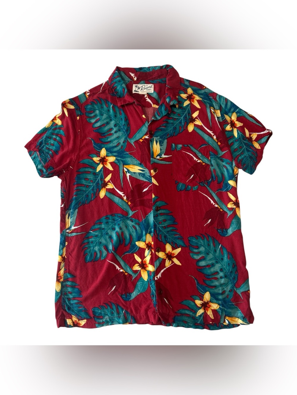 Aeropostale The Resort Shirt Men's Burgundy Tropical Print Sz M